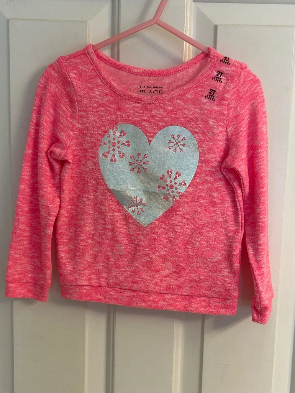 NWT- Girls The Children’s Place Pink Heart Graphic Long-Sleeve Top